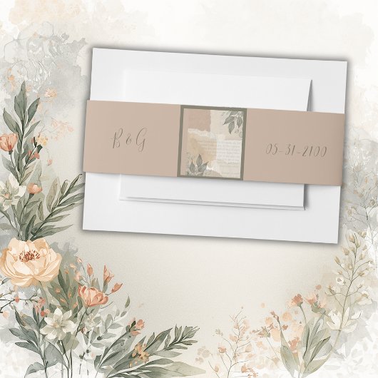  boho chique groen bruiloft uitnodigingen wikkel