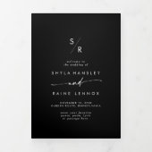 Boho Chique KLEUR BEWERKBAAR Monogram Bruiloft Drieluik Programma (Cover)