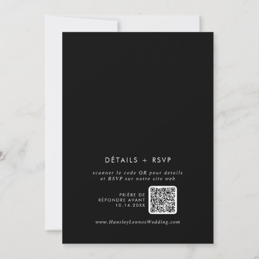 Boho Chique KLEUR BEWERKBAAR QR Code Franse bruilo Kaart (Achterkant)