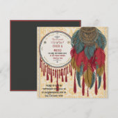 Boho chique kwastjes, veren en knopen bruiloft kaart (Voorkant / Achterkant)
