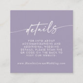 Boho chique lavendel Paarse bruiloft QR Code Detai Informatiekaartje (Voorkant)