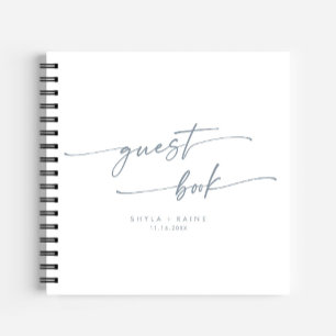 Boho chique leisteen blauw bruiloft gastenboek notitieboek