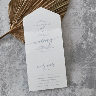 Boho chique leisteen blauwe maaltijd keuze RSVP br All In One Uitnodiging