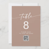 Boho Chique Neutrale Taupe QR Code Tabelnummers Kaart (Achterkant)