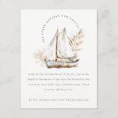 Boho Chique Palm Zeilboot Zeegezicht Bruiloft Deta Informatiekaartje (Voorkant)