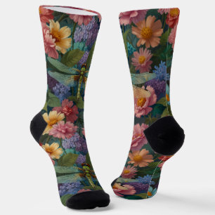 boho chique pastel bloementuin libel sokken