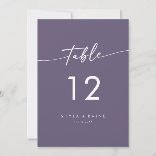 Boho chique pruim Paarse bruiloft tafel nummers Kaart (Achterkant)