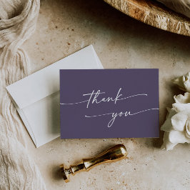Boho chique pruim Paarse platte bruiloft Bedankkaart