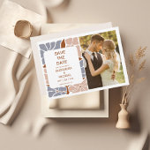 Boho chique retro bloemenbruiloft foto save the date