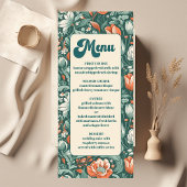 Boho chique retro kleurrijke bloemenbruiloft menu