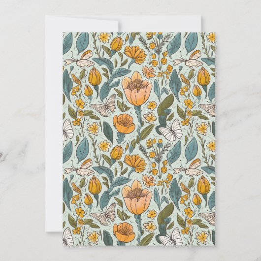 Boho chique retro kleurrijke bloemenbruiloft save the date (Achterkant)