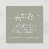 Boho Chique Sage Groene Bruiloft QR Code Details Informatiekaartje (Voorkant)