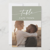 Boho Chique Sage Groene Foto Tafelnummers (Voorkant)