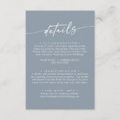 Boho chique stoffige blauwe bruiloft details informatiekaartje (Voorkant)