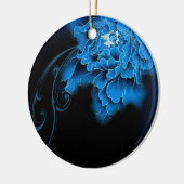 Boho chique waterverf bloemenblauwe pioen keramisch ornament (Links)