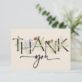 Boho chique wilde bloemen dank u kaarten (Staand voorkant)