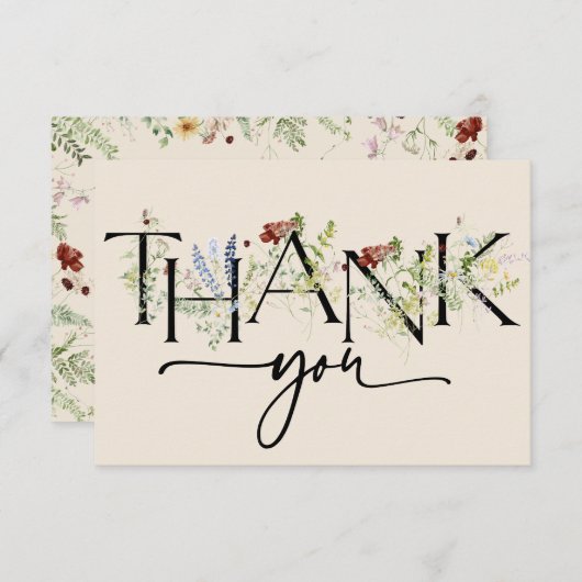 Boho chique wilde bloemen dank u kaarten (Voorkant / Achterkant)