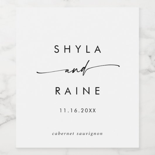 Boho Chique Zwart-Wit Bruiloft Wijn Labels Wijn Etiket (Enkel label)