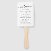 Boho Chique Zwart-Wit Huwelijksprogramma Handwaaier (Voorkant)