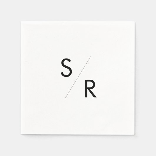 Boho Chique zwart-wit monogram servetten (Voorkant)