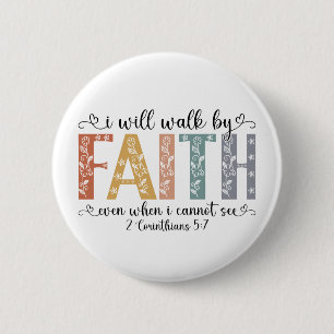 Boho Christen Wandel door het geloof Bijbelvers Bl Ronde Button 5,7 Cm