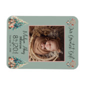 Boho Christmas Baby Stats geboorte aankondiging Magneet (Horizontaal)