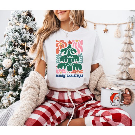 Boho Christmas Joy Peace Love T-shirt
