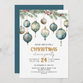 Boho Christmas ornament party Invitation (Devant / Derrière)