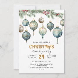 Boho Christmas ornament party Invitation Kaart