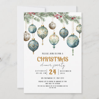 Boho Christmas ornament party Invitation Kaart