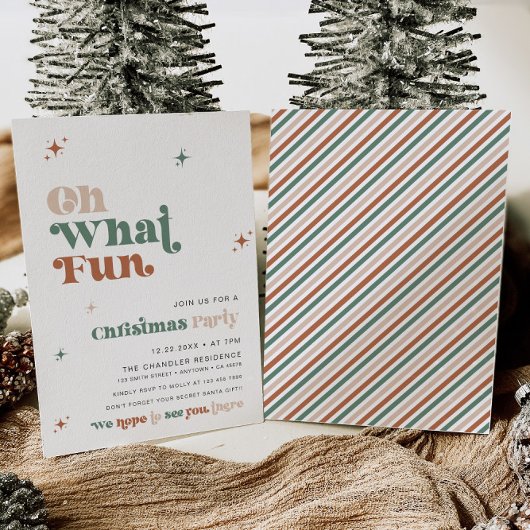 Boho Christmas Party Invitation Retro Holiday Sage