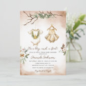 Boho Christmas Twin Babykleding Baby shower Kaart (Staand voorkant)