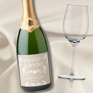 Boho Cielito Lindo Mexicaans Baby shower Sparkling Wijnetiket