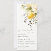 Boho Citroen Geel Waterverf Bloemen Verloving Kaart (Voorkant)