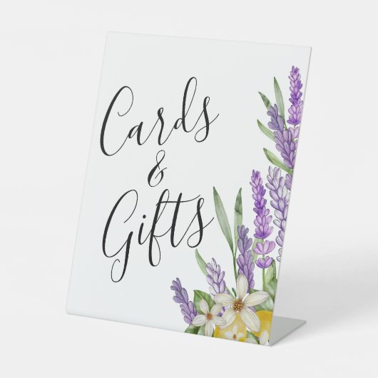 Boho Citroenen & Lavendel Kaarten & Geschenken Vri Reclamebord Met Voetstuk (Voorkant)