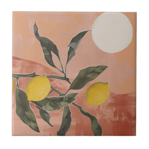 Boho citroentak met zon minimalistische abstract ( tegeltje