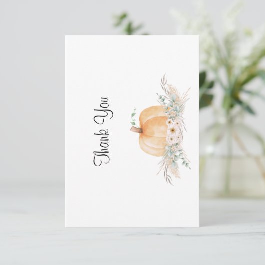 Boho Citrouille Carte de remerciements Neutral (Debout devant)