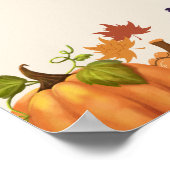 Boho Citrouille Floral Automne Baby shower Affiche (Coin)