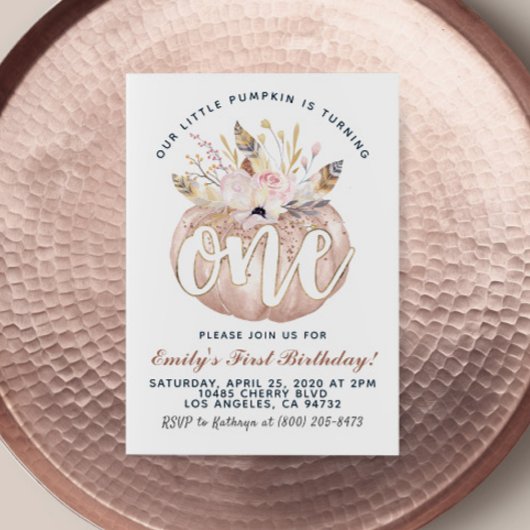 Boho Citrouille Invitation d'anniversaire
