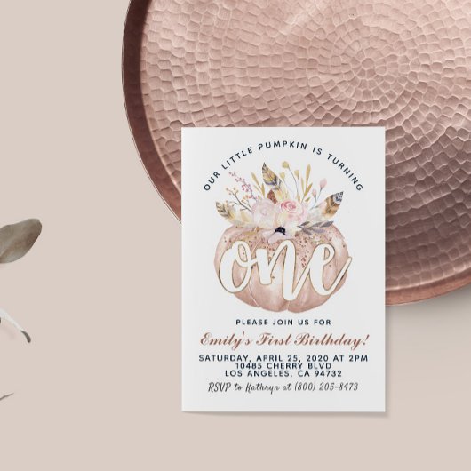 Boho Citrouille Invitation d'anniversaire
