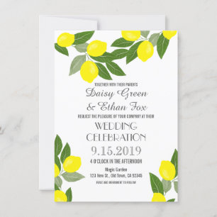 Boho Citrus Lemon Wedding Invitations Kaart