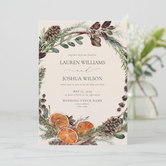 Boho Citrus Rustiek Sinaasappel Modern Cinnamon We Kaart (Staand voorkant)