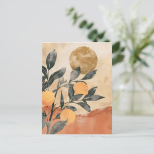 Boho citrusboom met zon en bergen briefkaart