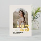 Boho Class of 2025 Arch Photo Afstuderen Folie Uitnodiging (Staand Voorkant)