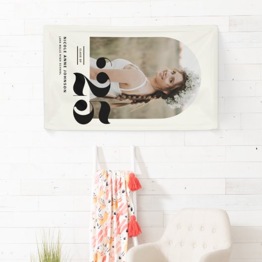 Boho Class of 2025 Arch Photo Afstuderen Spandoek (Insitu)