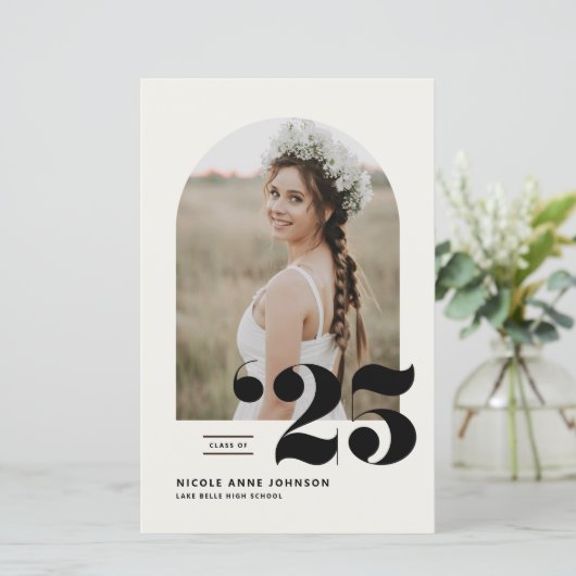 Boho Class of 2025 Arch Photo Afstuderen Uitnodige (Staand voorkant)