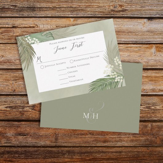 Boho Classic Meal Choice Palm Leaves Foliage RSVP Kaartje