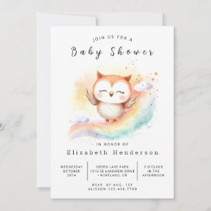 Boho Classic Owl Baby shower Kaart