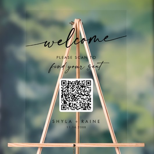 Boho Clear QR Code Acryl Trouwstoel Grafiek Acryl Bord (Neutraal)