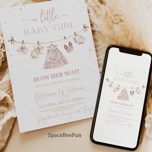 Boho Clothes Baby shower Kaart